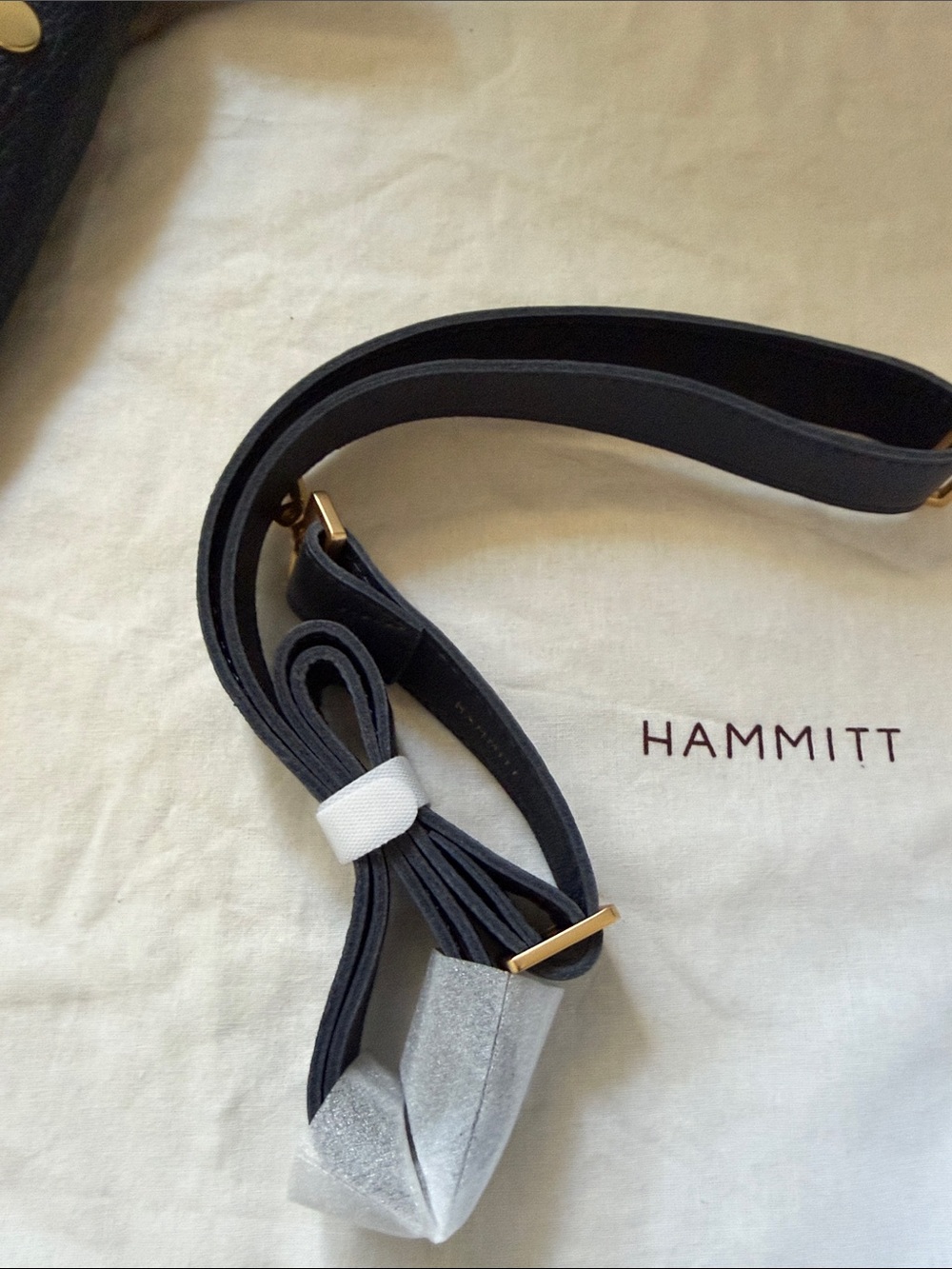 Hammitt Morgan Dark Blue Leather Shoulder/ Crossbody with Gold Hardware - Picture 8 of 11